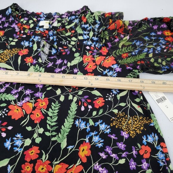 Maeve Anthropologie Womens Jacquin Peasant Floral Blouse Size M Black Boho NWT - Picture 7 of 9